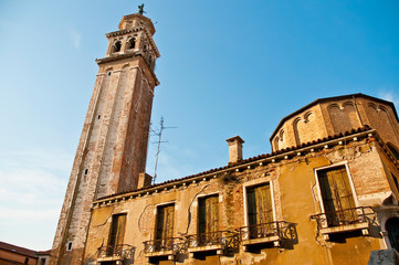 Carmini bell tower at Venice, Italy