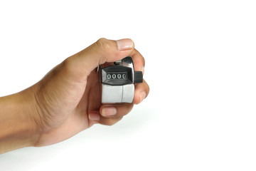 Handheld counting machine isolated white background