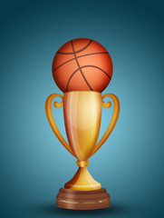basket ball in the golden cup
