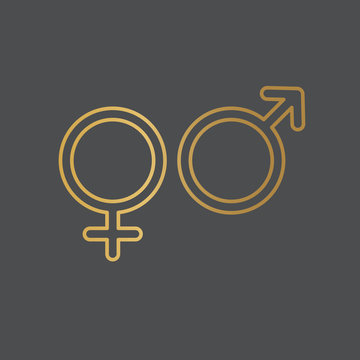 golden male and female sex icon- vector illustration