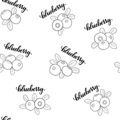 seamless pattern blueberry with word text blueberry white background, symbol of summer. design holiday greeting card and invitation of seasonal summer holidays, beach parties, tourism and travel
