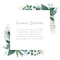 水彩風　ボタニカルなフレームイラスト