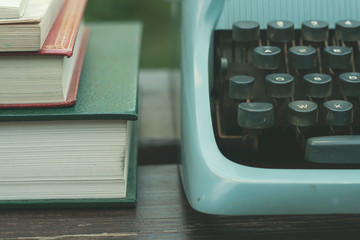 old books and typewriter detail