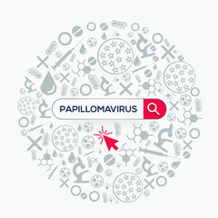 (papillomavirus) Word written in search bar,Vector illustration .