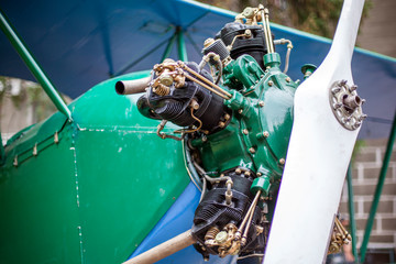 light aircraft propeller engine side view