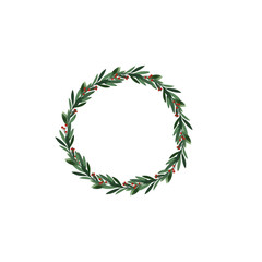 Fototapeta na wymiar Christmas wreath with white background