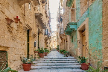 Fototapeta na wymiar Cassar Street in Vittoriosa, Malta