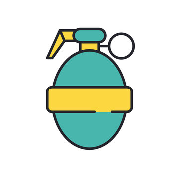 teal grenade yellow details white background clip art preview