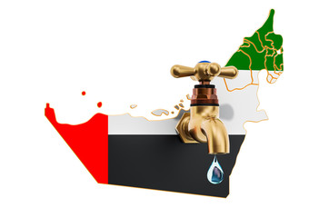 Water resources, drinking water of the United Arab Emirates concept, 3D rendering