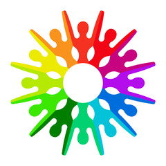 Logo happy teamwork optimistic people circle vector