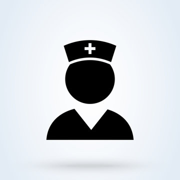 Nurse Icon. Female Doctor, Medical Worker, Assistant Sign. Hospital, Healthcare Personnel Icon.