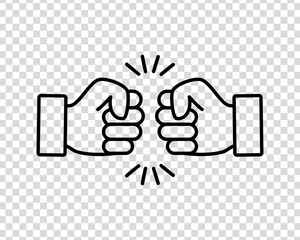 Bro fist bump or power five pound flat vector icon for apps and websites on a transparent background