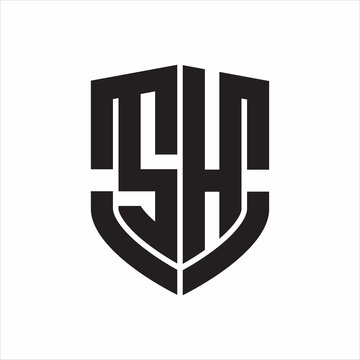 SH Logo monogram with emblem shield shape design isolated on white background