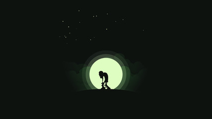 Fototapeta premium Stylized zombie in moonlight