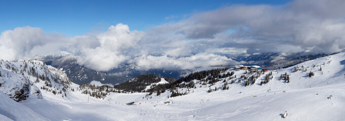 Whistler, British Columbia, Canada. Beautiful Panoramic View of Peak to Peak Gondola with the...