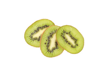 Fresh kiwi slices isolated on white background