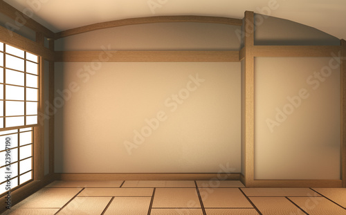 Fototapete Interior Mock Up Japan Room Design Japanese Style And The White Backdrop Provides A Window For Editing 3d Rendering Interior Design