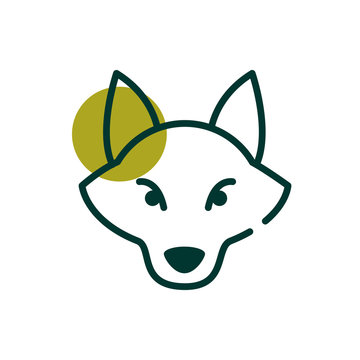 Wolf half line half color style icon vector design