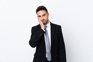 Young business man over isolated background unhappy and frustrated