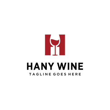 The Wine logo design with H sign template. Grape Vector illustration of icon