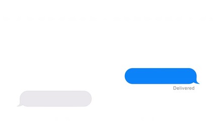 Text typing in a messenger, typing, receive and sending messages with  delivery status, dialog in messenger, message bubbles on white screen