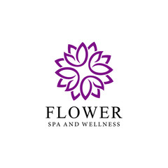 Creative simple Artistic Lotus Flower logo design illustration.