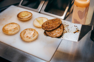 Hamburger in cooking on kitchen