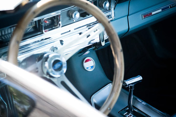 Interior View of Vintage Muscle Car