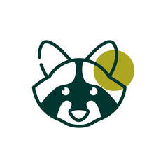Raccoon half line half color style icon vector design