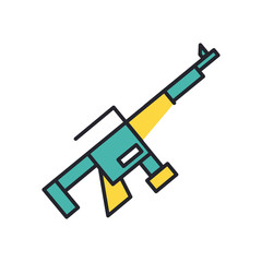 sniper gun military force line and fill style icon
