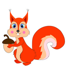 cute squirrel and acorn illustration