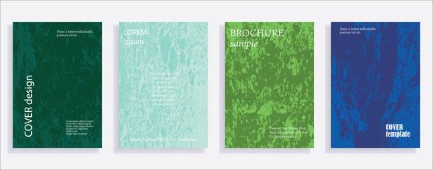 Minimalistic cover design templates. Set of layouts for covers of books, albums, notebooks, reports, magazines. Vintage texture gradient effect, flat modern abstract design. Grunge mock-up texture