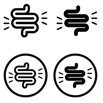Colitis vector icon set. intestines illustration sign collection. colic symbol.  abdominal pain logo.