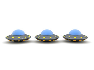3D Rendering of three UFOs