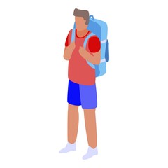 Travel backpack icon. Isometric of travel backpack vector icon for web design isolated on white background