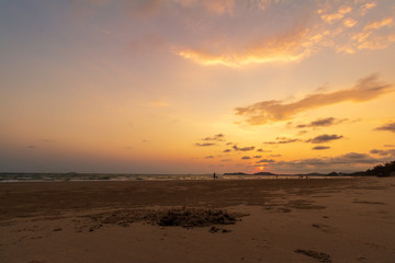 Beautiful cloud sky with sunshine at Beach.