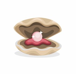 clamp oyster open with pearl, process to making jewellery cartoon flat illustration vector isolated in white background