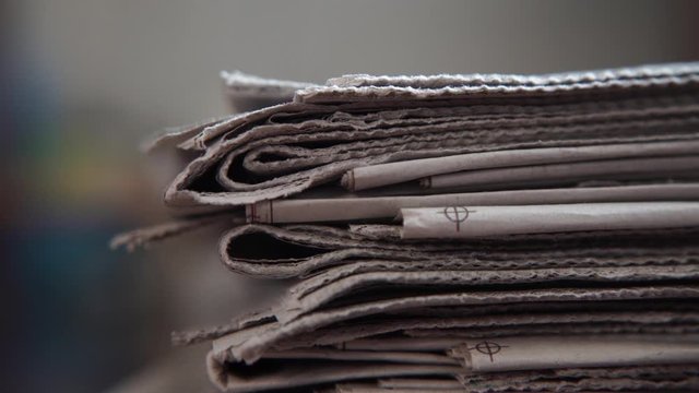 Close-up shot of Newspaper stack