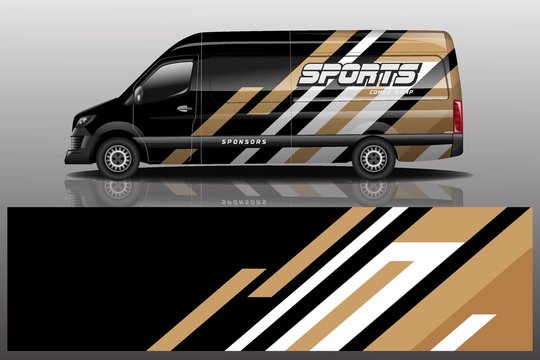 van car decal wrap design vector