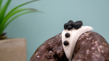 Wedding Donuts Happy Fun White Pearls Wood Blue Flowers Bride Groom HD Plants