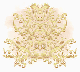 Vintage design elements set: Florals. Outlines on grunge background. Vector baroque illustration.