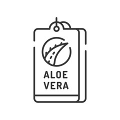 Aloe sticker black line icon. Label that shows that the product contains aloe. Pictogram for web page, mobile app, promo. UI UX GUI design element. Editable stroke.