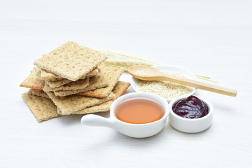 Healthy sesame biscuits (Sesamum indicum) healthy whole grain cereal and honey