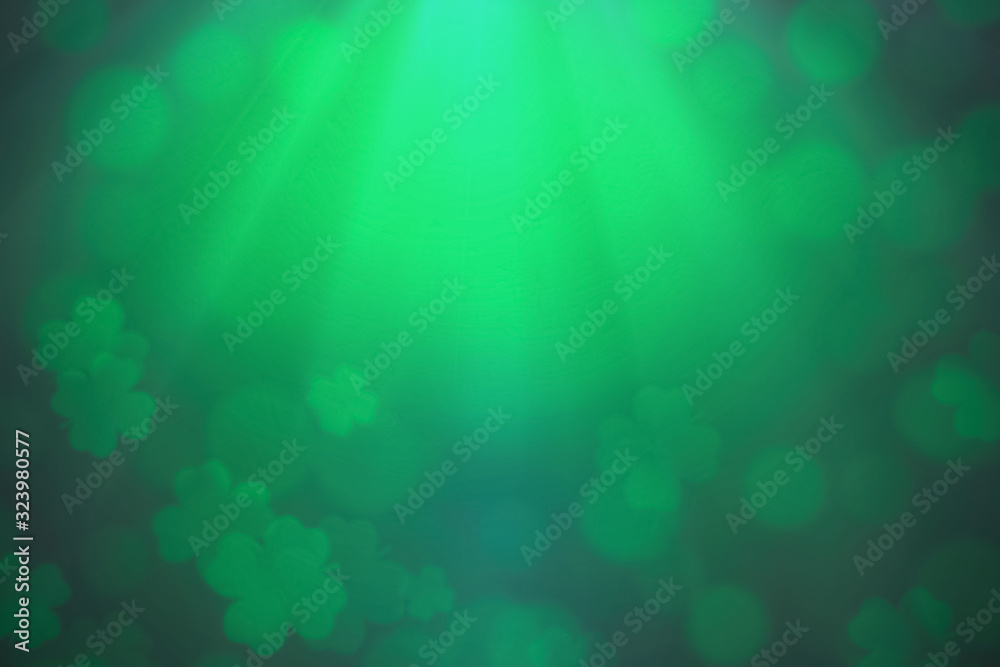 Aufkleber st patrick's day background green clover leaf bokeh lights defocused for st patrick's day celebratio