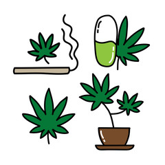marijuana doodle icon, vector illustration