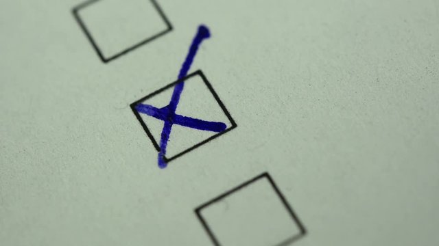 fountain pen draws a cross when voting