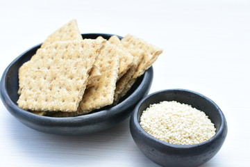 Healthy whole grain cereal sesame biscuits (Sesamum indicum)