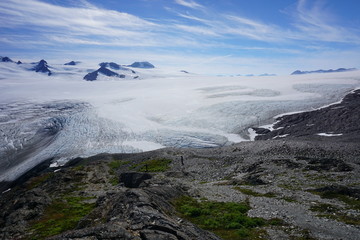Beautiful view on Exit Glacier in Alaska in sunny day
