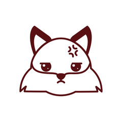 Cute kawaii fox cartoon line style icon vector design