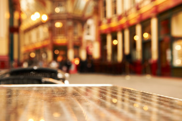 London cafe table. Shallow focus. Bright high key.